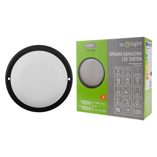 Torton TOR-06RB 6W 4000K 480lm IP54 OKRĄG CZARNY -zdjęcie numer 4