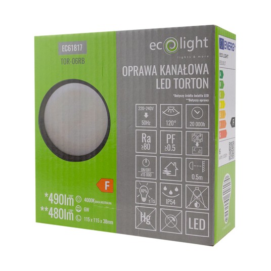Torton TOR-06RB 6W 4000K 480lm IP54 OKRĄG CZARNY -zdjęcie numer 3