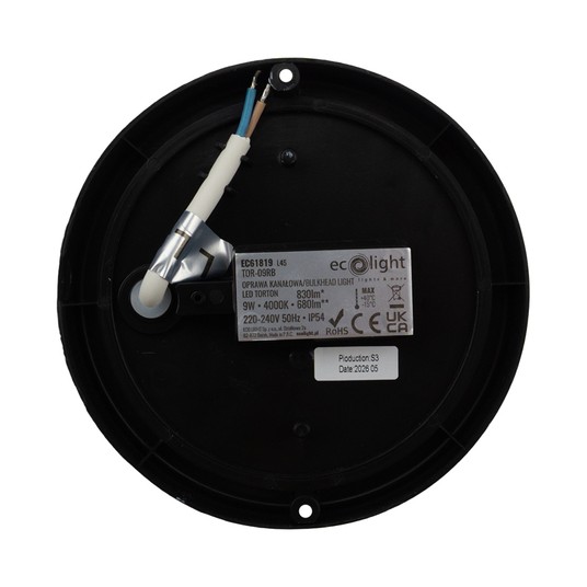 Torton TOR-09RB 9W 4000K 680lm IP54 OKRĄG CZARNY -zdjęcie numer 5