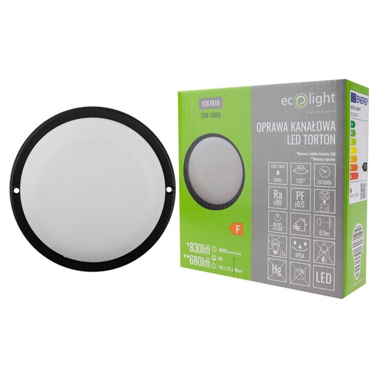 Torton TOR-09RB 9W 4000K 680lm IP54 OKRĄG CZARNY -zdjęcie numer 4
