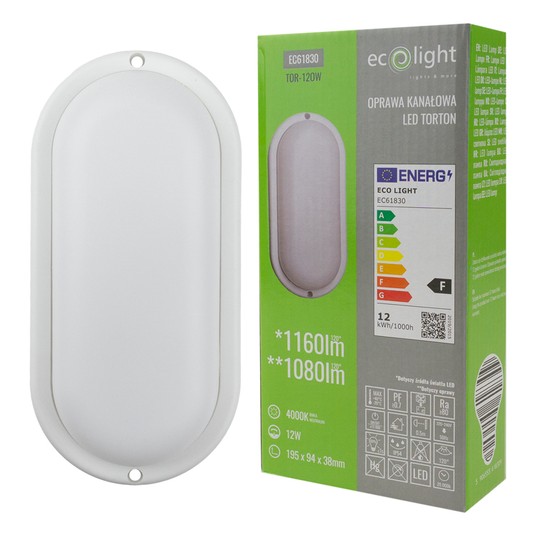 Torton TOR-12OW 12W 4000K 1080lm IP54 OWAL BIAŁY -zdjęcie numer 4