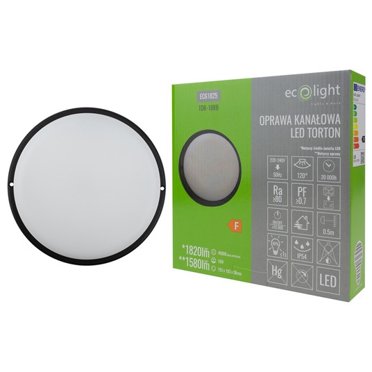 Torton TOR-18RB 18W 4000K 1580lm IP54 OKRĄG CZARNY -zdjęcie numer 4