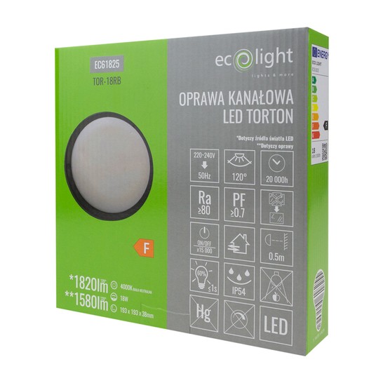 Torton TOR-18RB 18W 4000K 1580lm IP54 OKRĄG CZARNY -zdjęcie numer 3