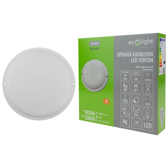 Torton TOR-18RW 18W 4000K 1580lm IP54 OKRĄG BIAŁY -zdjęcie numer 4
