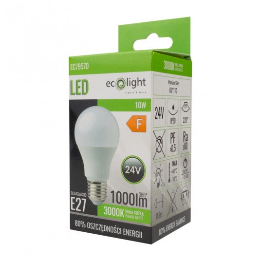 Żarówka LED CLASSIC E27 10W 24V 3000K 1000lm -zdjęcie numer 3