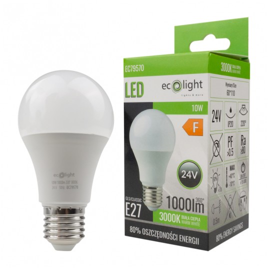 Żarówka LED CLASSIC E27 10W 24V 3000K 1000lm -zdjęcie numer 2