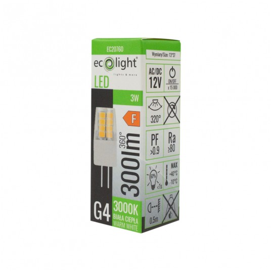 Żarówka LED G4 3W 12V 3000K 300lm -zdjęcie numer 2