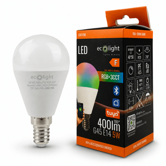 Żarówka LED G45 E14 5W RGB+CCT Tuya Smart BT -zdjęcie numer 1