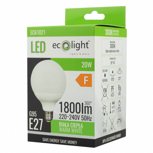 Żarówka LED G95 E27 20W 3000K -zdjęcie numer 3