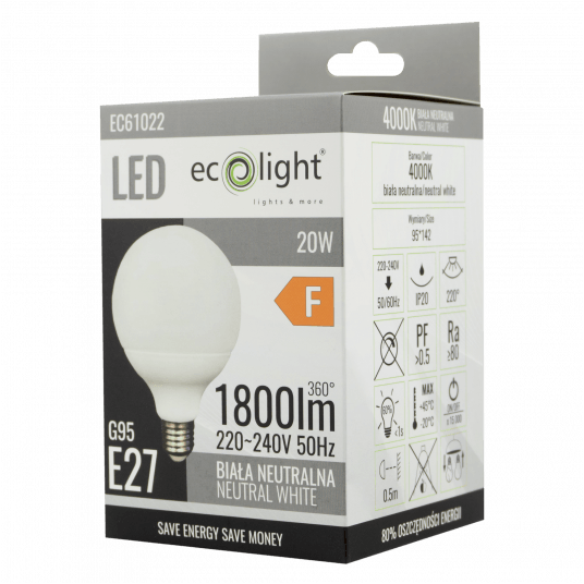 Żarówka LED G95 E27 20W 4000K -zdjęcie numer 3