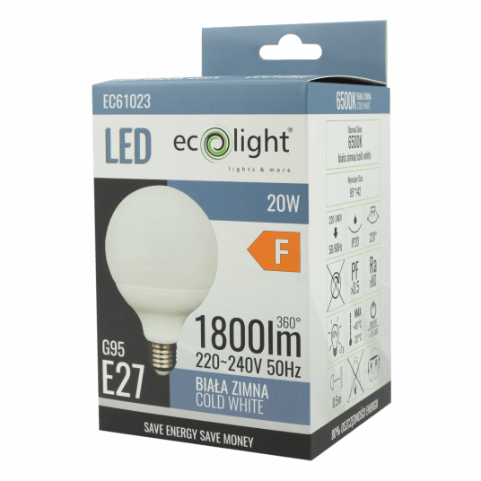Żarówka LED G95 E27 20W 6500K -zdjęcie numer 3