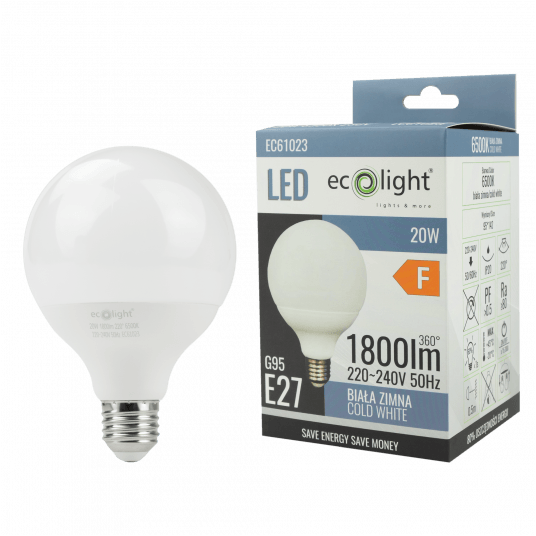 Żarówka LED G95 E27 20W 6500K -zdjęcie numer 2