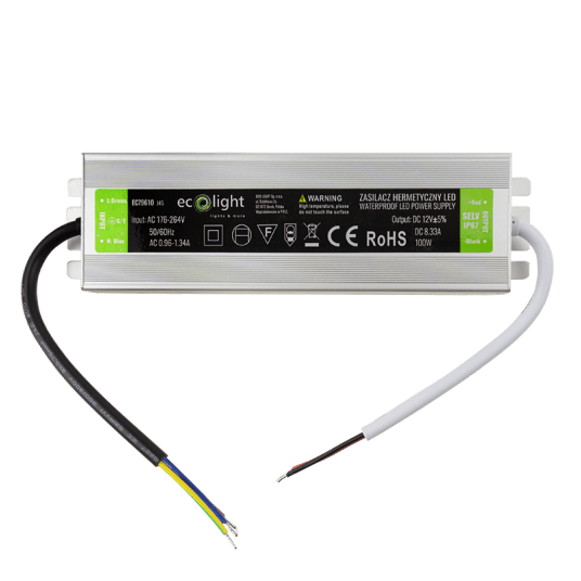 Zasilacz LED hermetyczny 100W 12V 8.33A 188x53x23 -zdjęcie numer 2