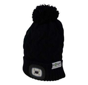 Czapka zimowa z latarką LED czarna 1W 6000K