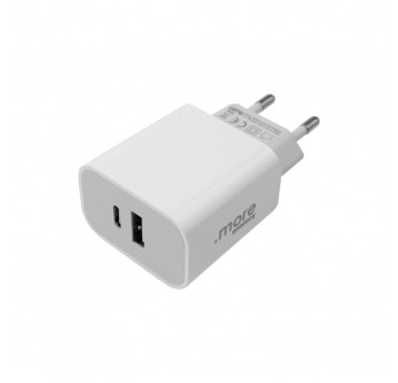 Ładowarka sieciowa 20W USB-C + USB-A biała Szybkie ładowanie