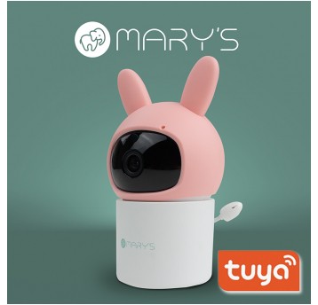 MARY'S Obrotowa niania kamera elektroniczna Królik różowy WiFi TUYA
