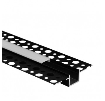 Profil GP03 podtynkowy czarny + klosz mrożony 3m