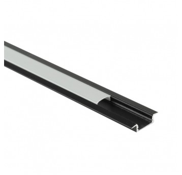 Profil P01 podtynkowy czarny + klosz mleczny 1m