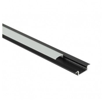 Profil P03 podtynkowy czarny + klosz mleczny 3m