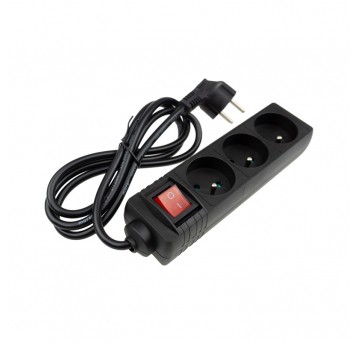Przedłużacz 3 gniazda 1.5m z wyłącznikiem CZARNY