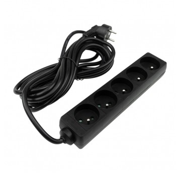 Przedłużacz 5 gniazd 5m 3x1.5mm2 CZARNY
