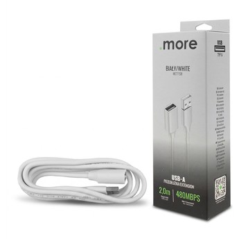 Przedłużka USB A-USB A 2m biała