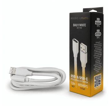 Przedłużka USB A-USB C 1m biała