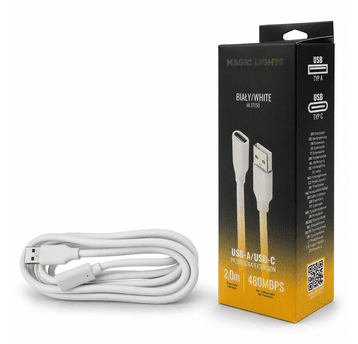 Przedłużka USB A-USB C 2m biała
