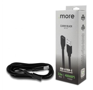 Przedłużka USB A-USB C 2m czarna