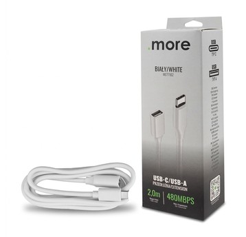 Przedłużka USB C-USB A 2m biała