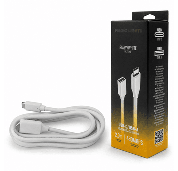 Przedłużka USB C-USB A 2m biała