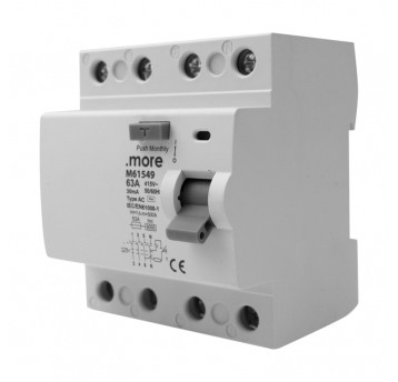 Wyłącznik różnicowoprądowy AC 6kA 4P 63A 30mA "U"