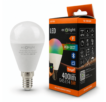 Żarówka LED G45 E14 5W RGB+CCT Tuya Smart BT